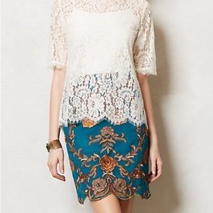 {Anthropologie} Baraschi embroidered skirt size 4